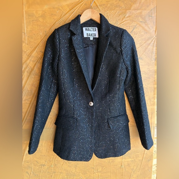 NWOT Walter Baker Trishelle, Sparkle Stripe Tweed Blazer Size X-Small - Picture 5 of 10